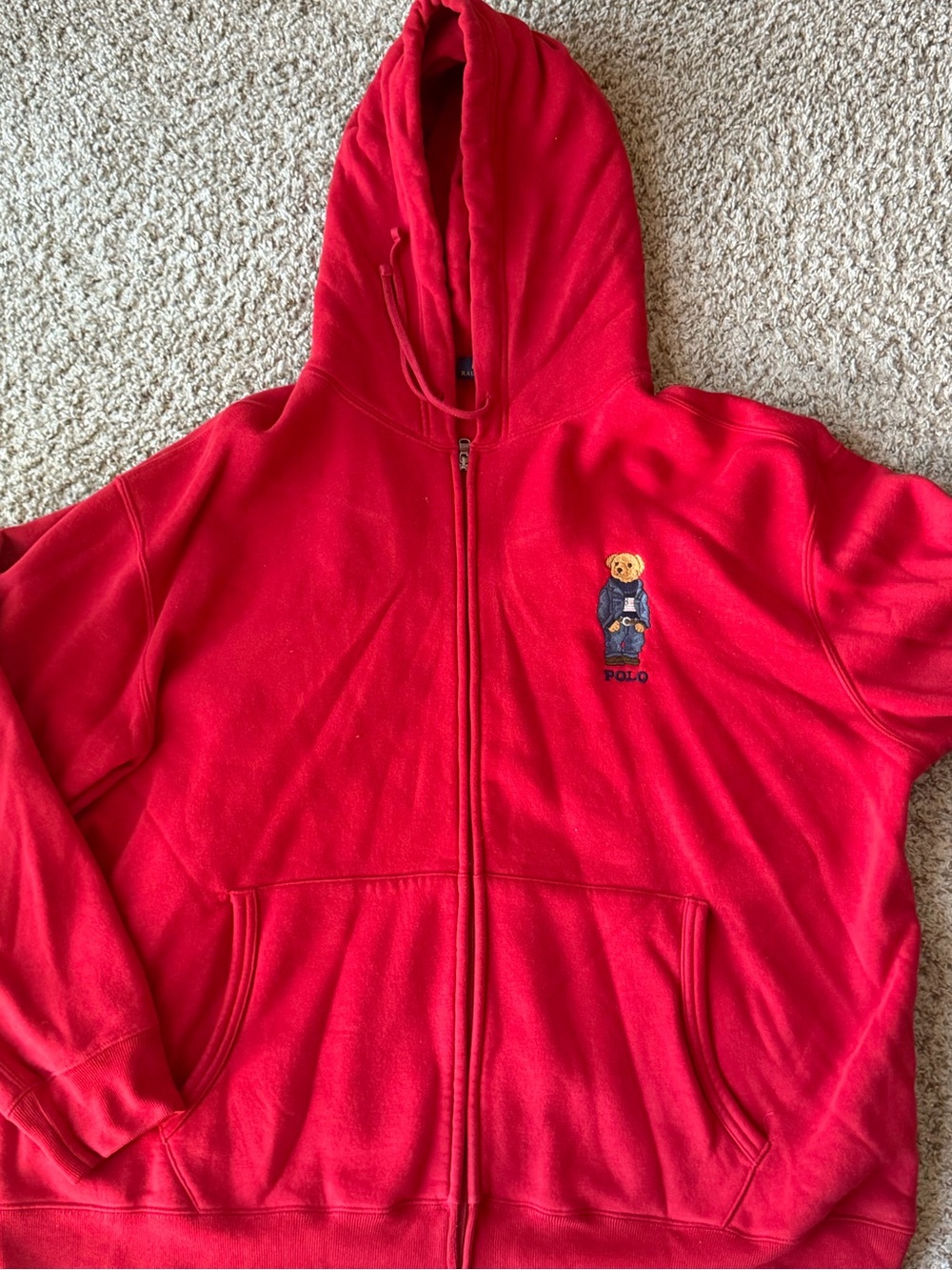 Polo by Ralph Lauren Red Bear Zip-Up Hoodie